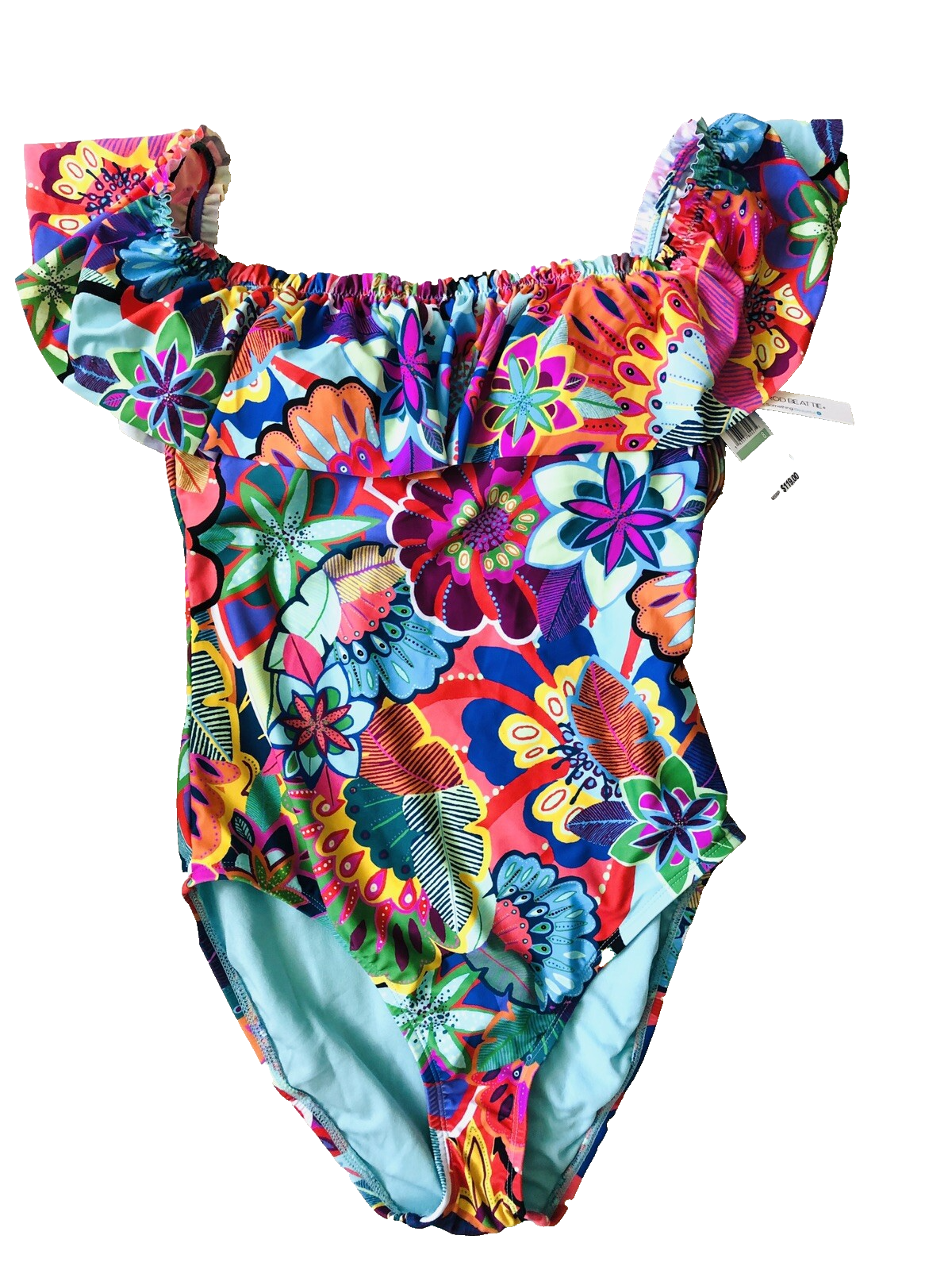 Blue Rod One Piece Swimsuit Flower Size 8 Women Sw